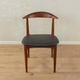 Chaise "corne de vache"  en noyer et similicuir noir