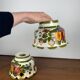Pair of hand-painted ceramic pendant lights, 1980