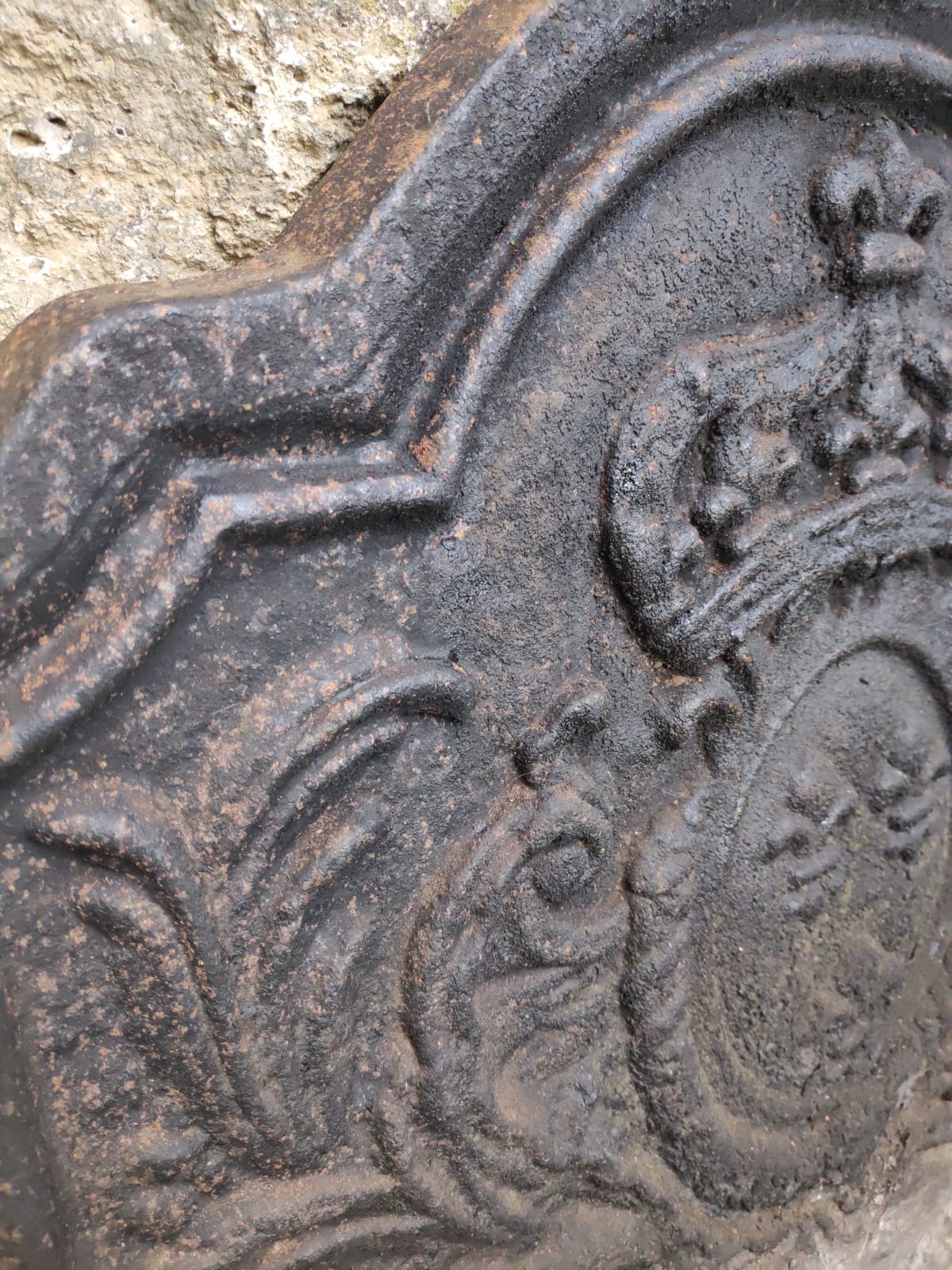 Crown cast iron fireplace plate