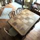 Antique dining set. Table 1.58 m x 1.10 m + 6 chairs from the 1920s.