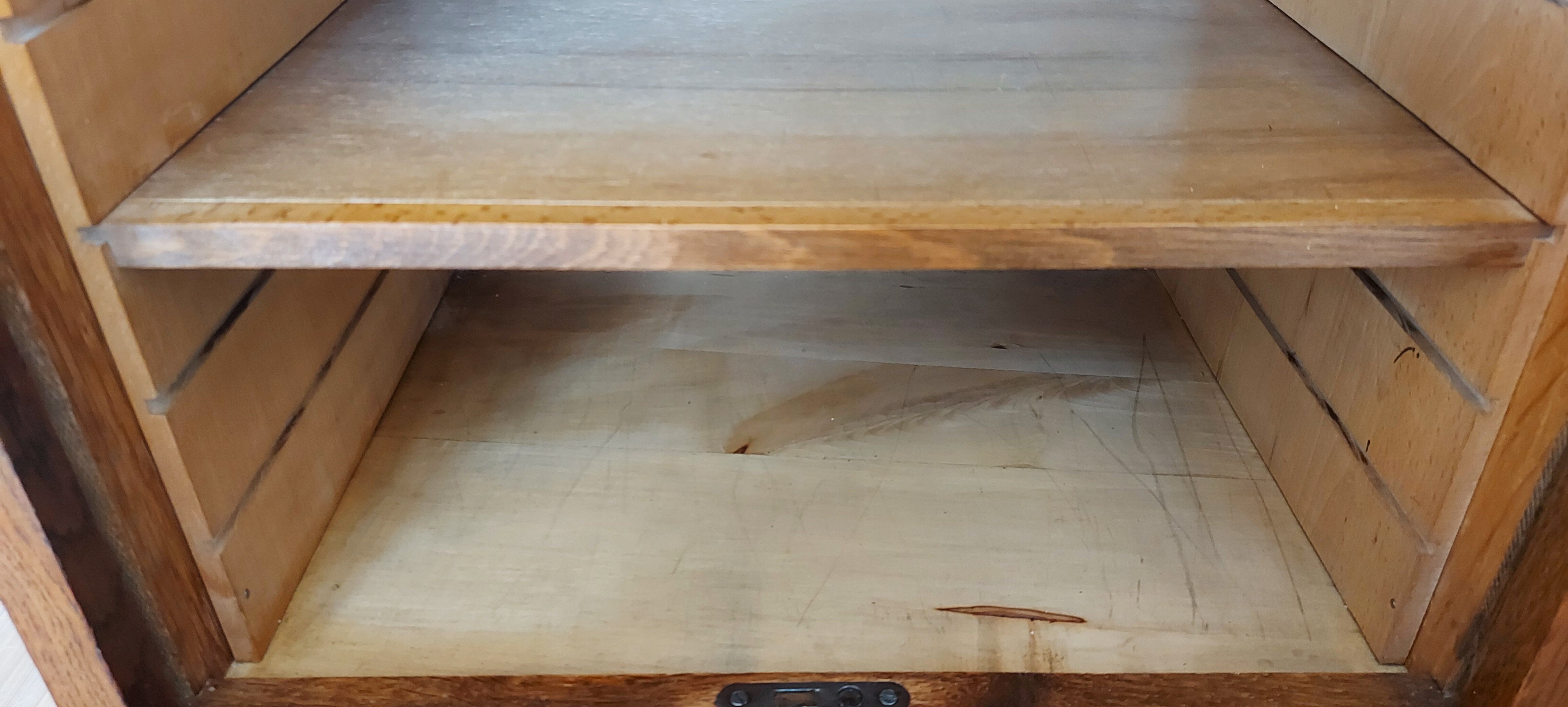 Double frame cabinet with solid oak curtains 50s