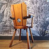 Brutalist armchair in solid wood