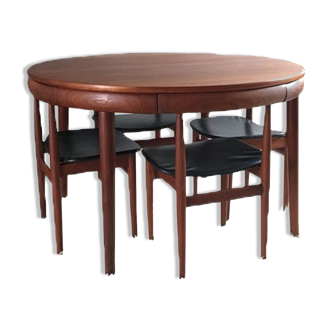 Chairs and table model "Roundette" by Hans Olsen Frem Rolje edition