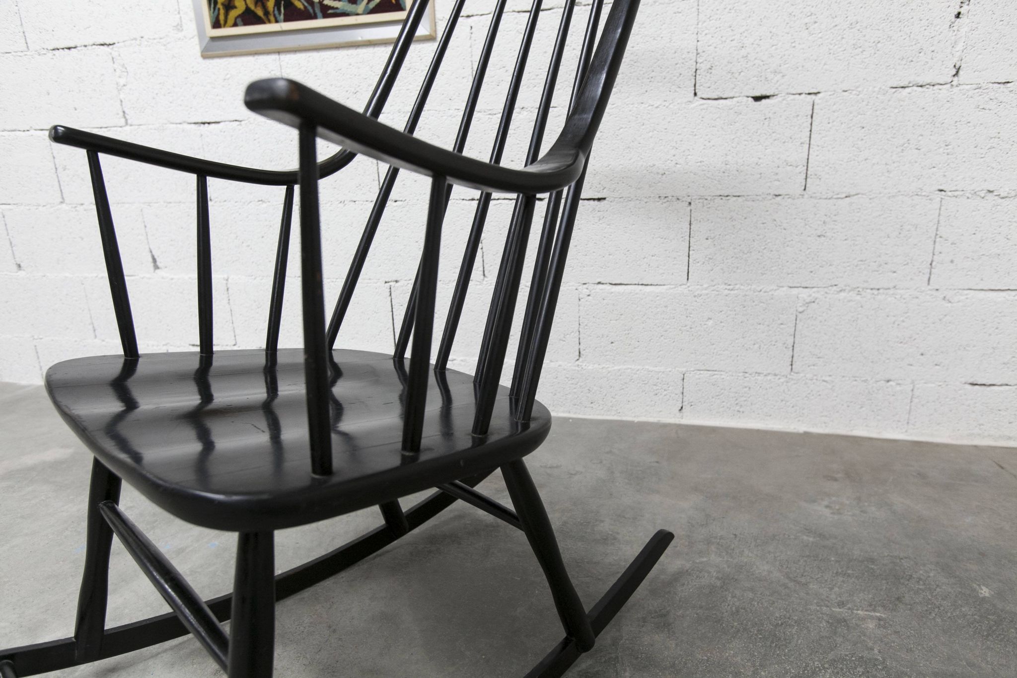 Grandessa rocking chair in black beech by Lena Larsson 1960 for Nesto