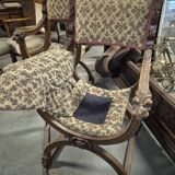Pair of Renaissance style walnut armchairs
