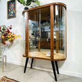 Art deco standing display case with glass slats