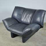 Leolux / vintage "tango" armchair in blue leather / jan armgardt / 1980s netherlands