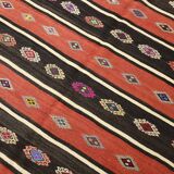 6x9 Red Cream Handmade Wool Vintage Rug, 178x274Cm