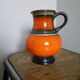 Pitcher, vase ceramic, earthenware, enamelled, orange