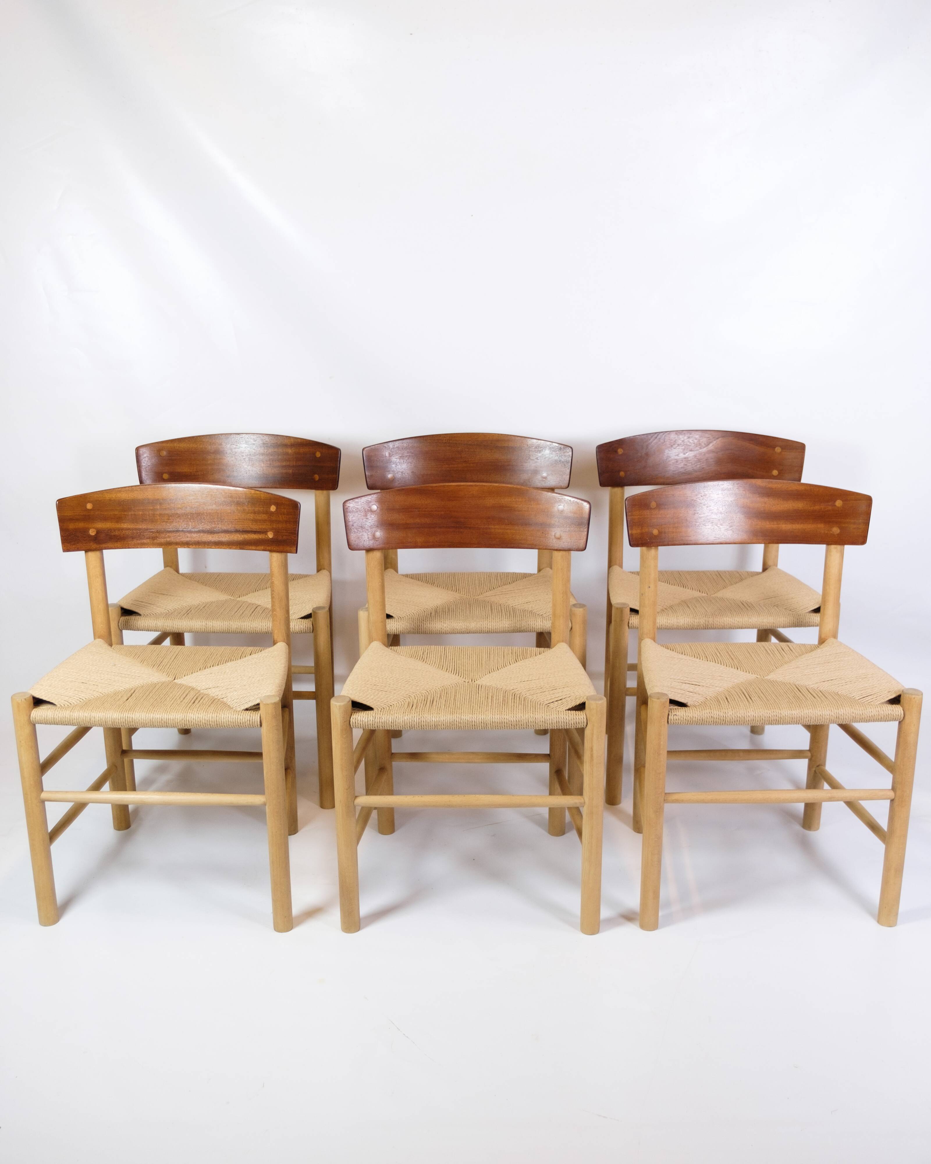 Set Of 6 Dining Chairs  Model J39 Known As The "Folke Chair" Made In Teak & Oak By Børge Mogensen