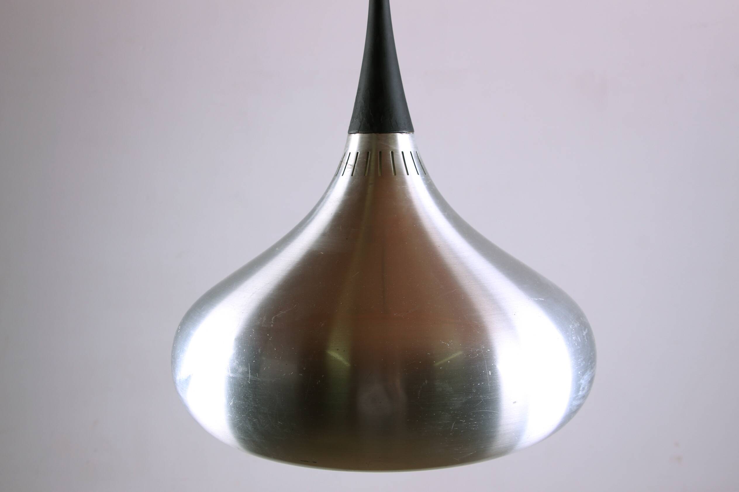 Large Danish pendant light in chrome metal, orient model by Jo Hammerborg for Fog & Morup 1960.
