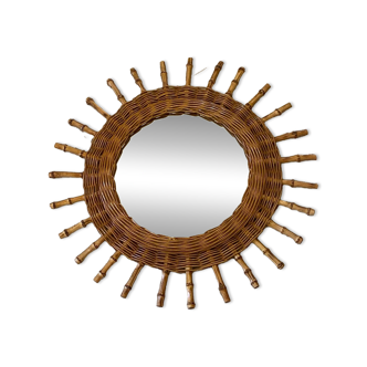 Miroir soleil en rotin
