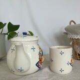 Teapot/coffee maker set with mug slip pattern breakfast hand-painted pieces