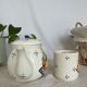 Teapot/coffee maker set with mug slip pattern breakfast hand-painted pieces