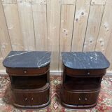 Pair of Art Deco bedside tables with marble.