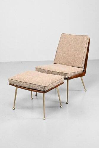 Three-Seater Sofa and Lounge Chair with Hocker by Hans Mitzlaff, Set of 3