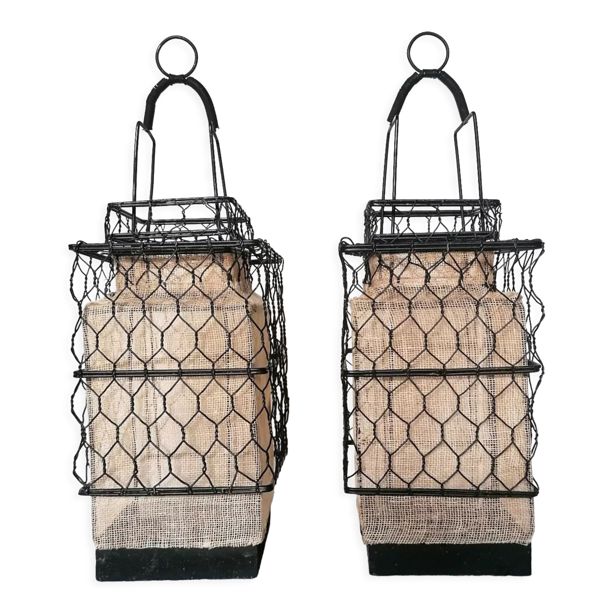 Pair of chinese wire lanterns