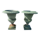 Pair of 19th-century cast iron Medici vases