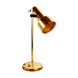 Adjustable lamp in gilded metal wooden base