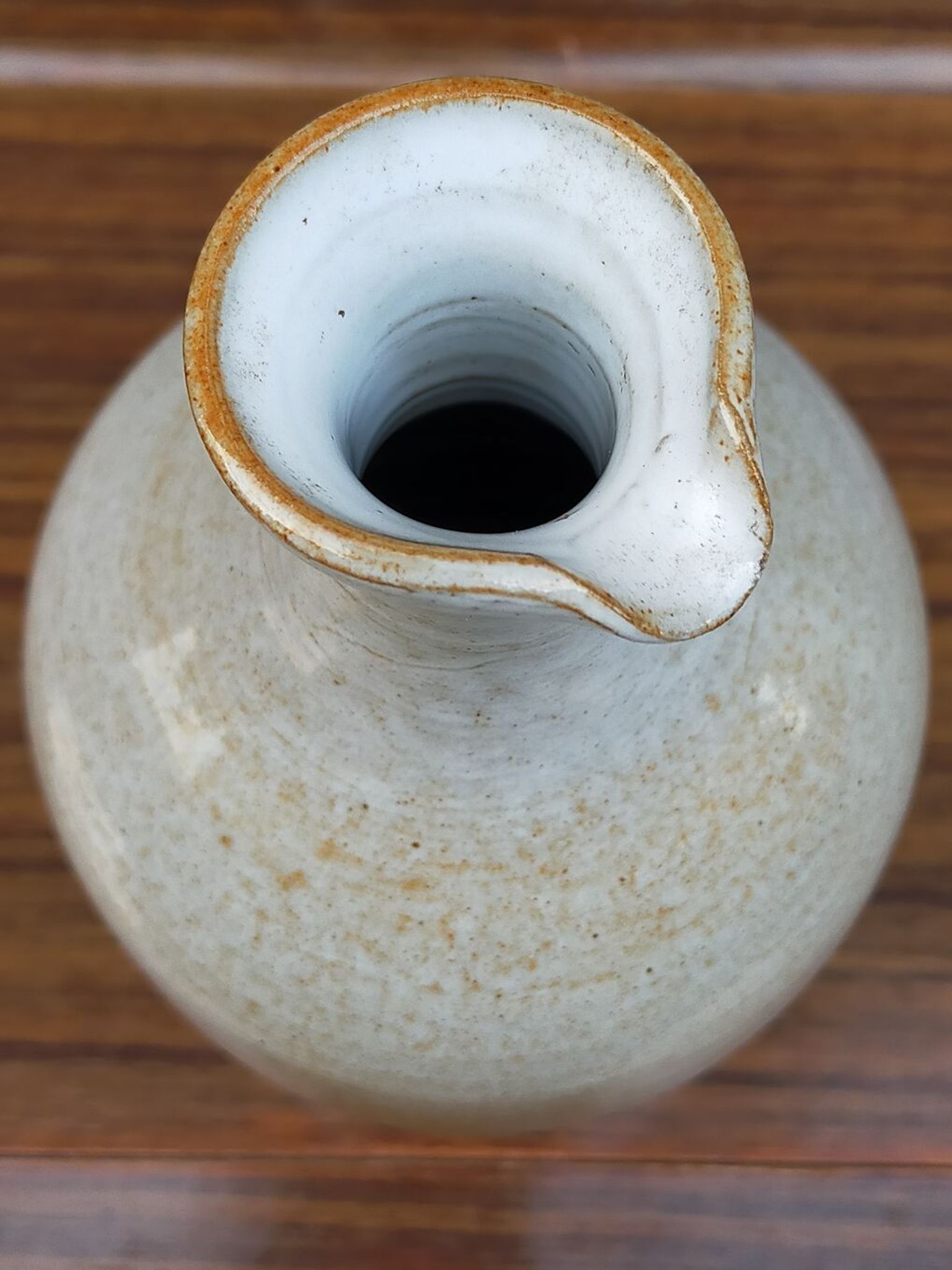 Light stoneware potter's bottle with vintage spout
