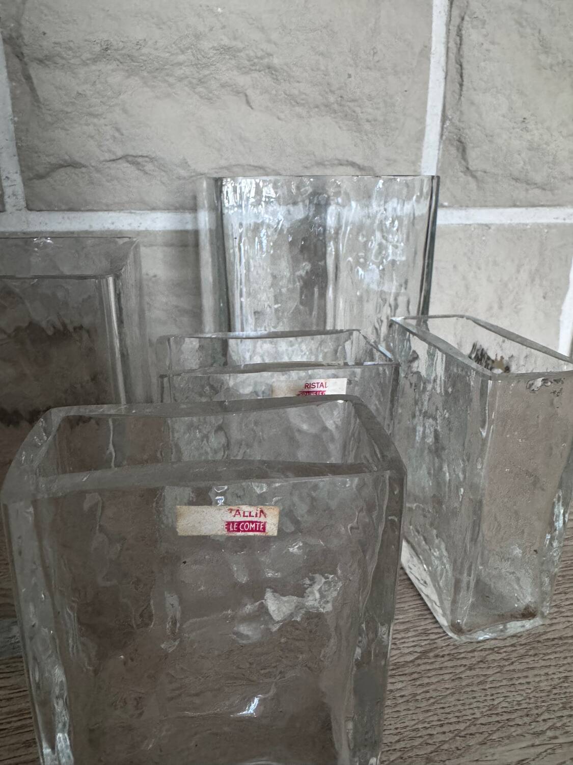 Set de 5 vases vintage en cristal – Cristal Tallin