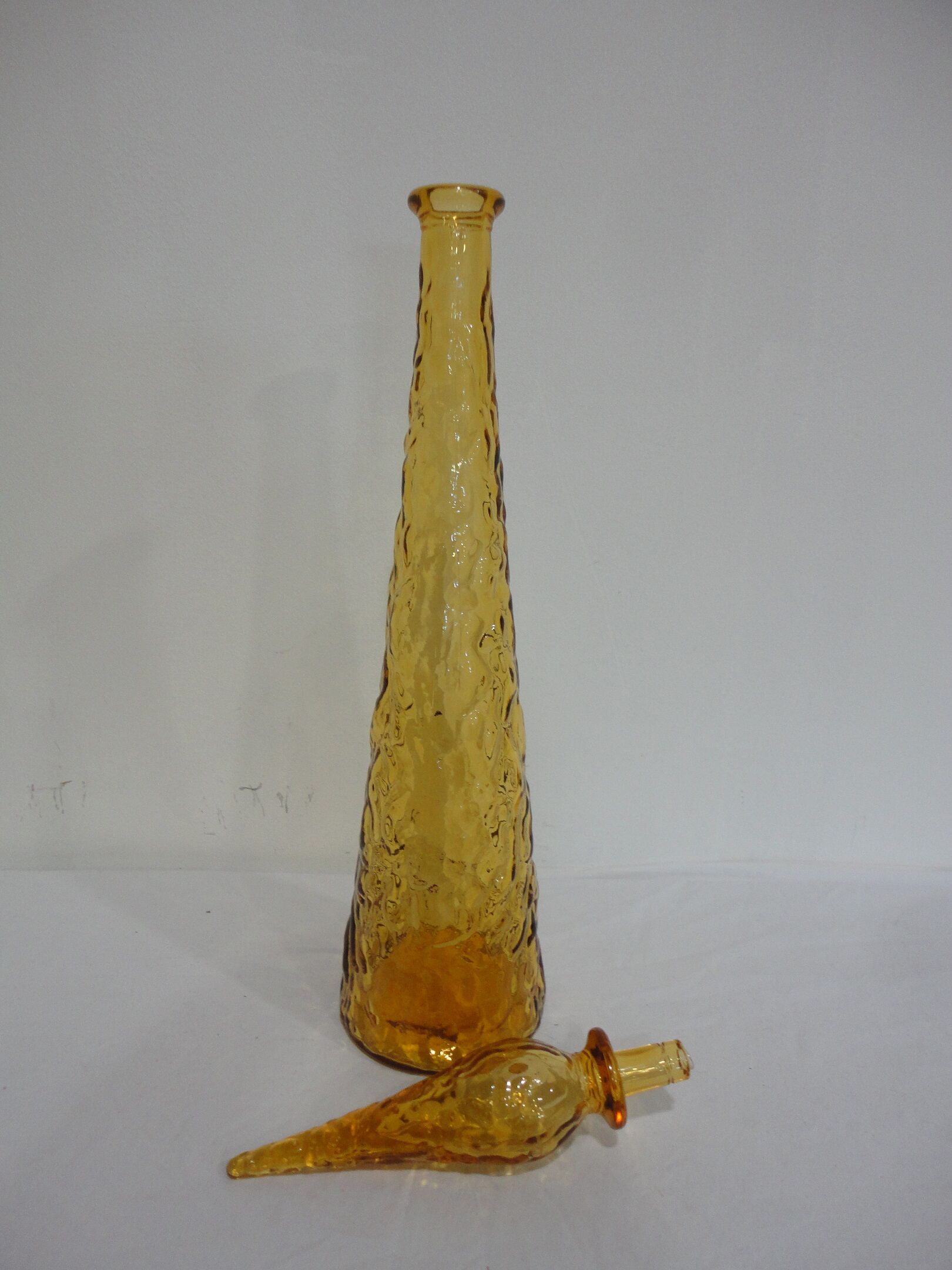 Italian "bumpy" yellow glass carafe