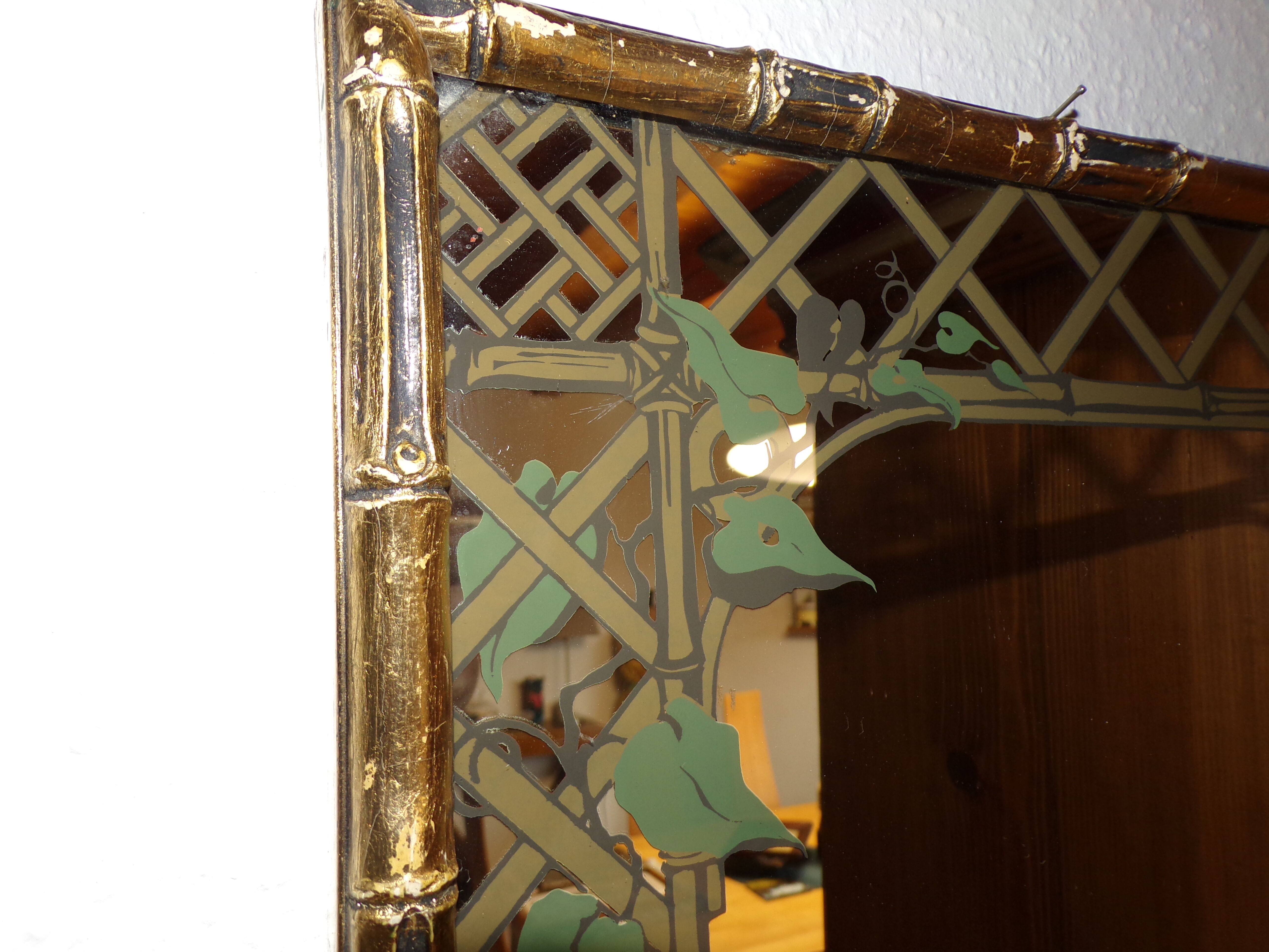 Vintage Hand printed Mirror by Braddell Enterprises | 1970s/80s