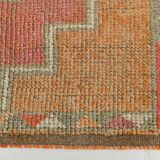 Tapis runner vintage, tons pastel délavés et motifs ethniques, 95x350Cm