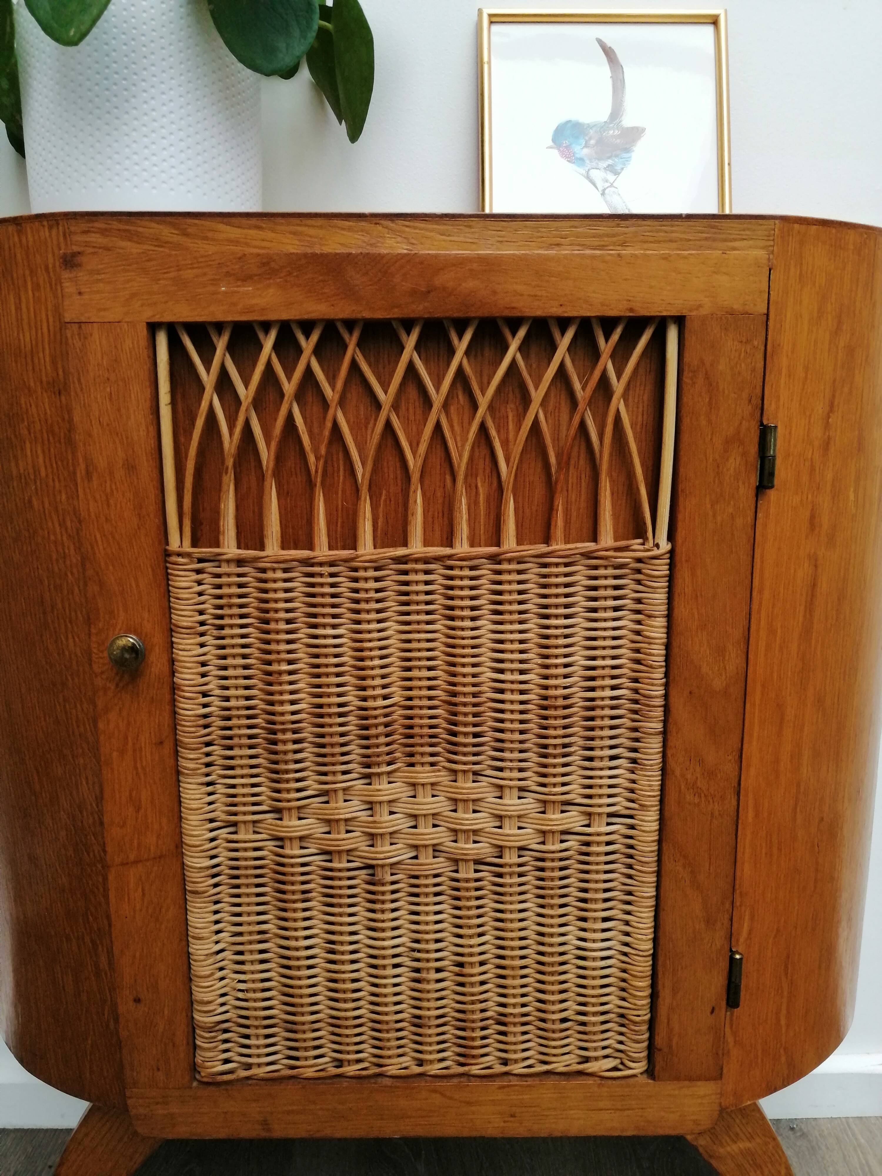 Wooden and rattan buffet