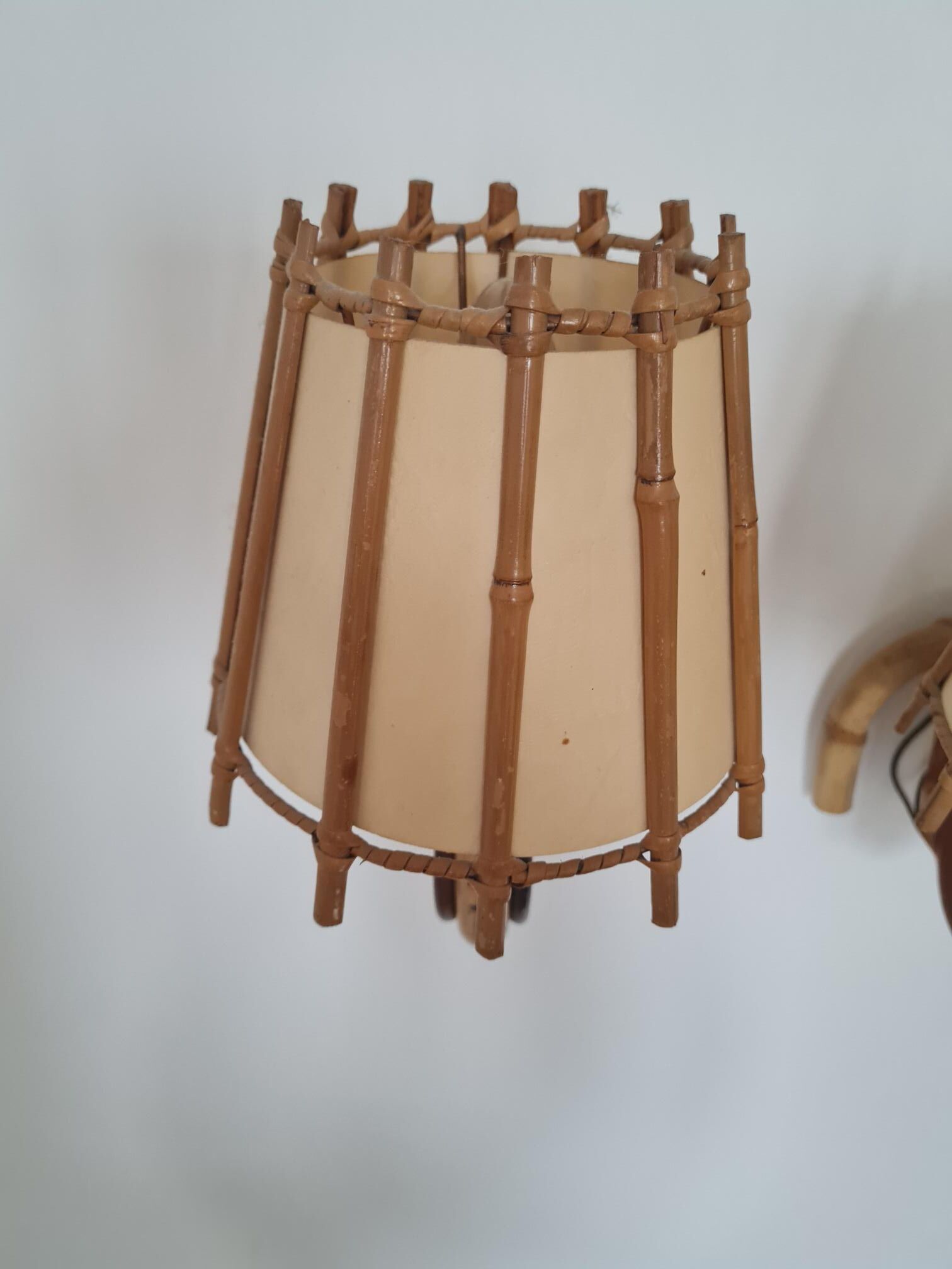 Pair of rattan wall lamps 1960