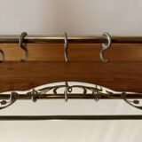 Old large Art Deco wooden coat rack with mirror