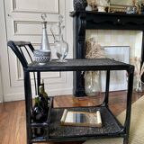 Black service in wood and rattan 70s