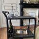 Black service in wood and rattan 70s