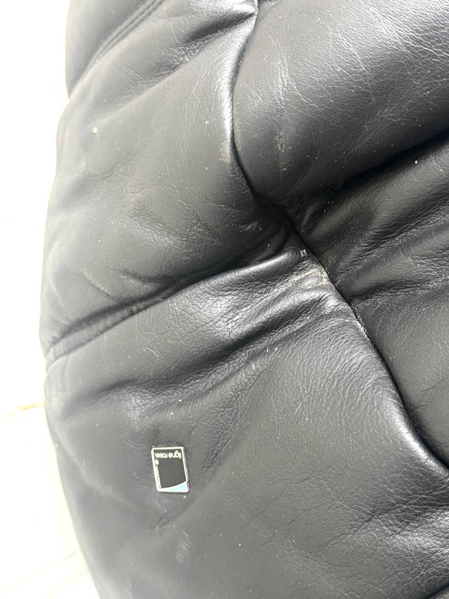 Black leather Togo armchair by M. Ducaroy for Ligne Roset