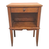French Oak Bedside Table With Drawer, 1940s