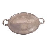 Very large quadripod oval serving tray in rococco style/silver metal