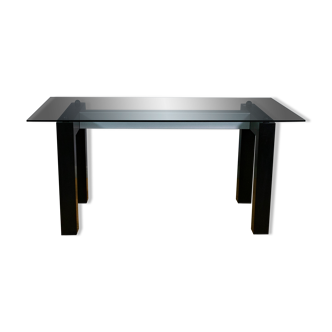 Table avec plateau rectangulaire en verre trempé 1970 - Alias Italy