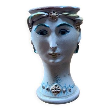 Bust vase head of a woman — Sicilian ceramic — Valde Manufacture