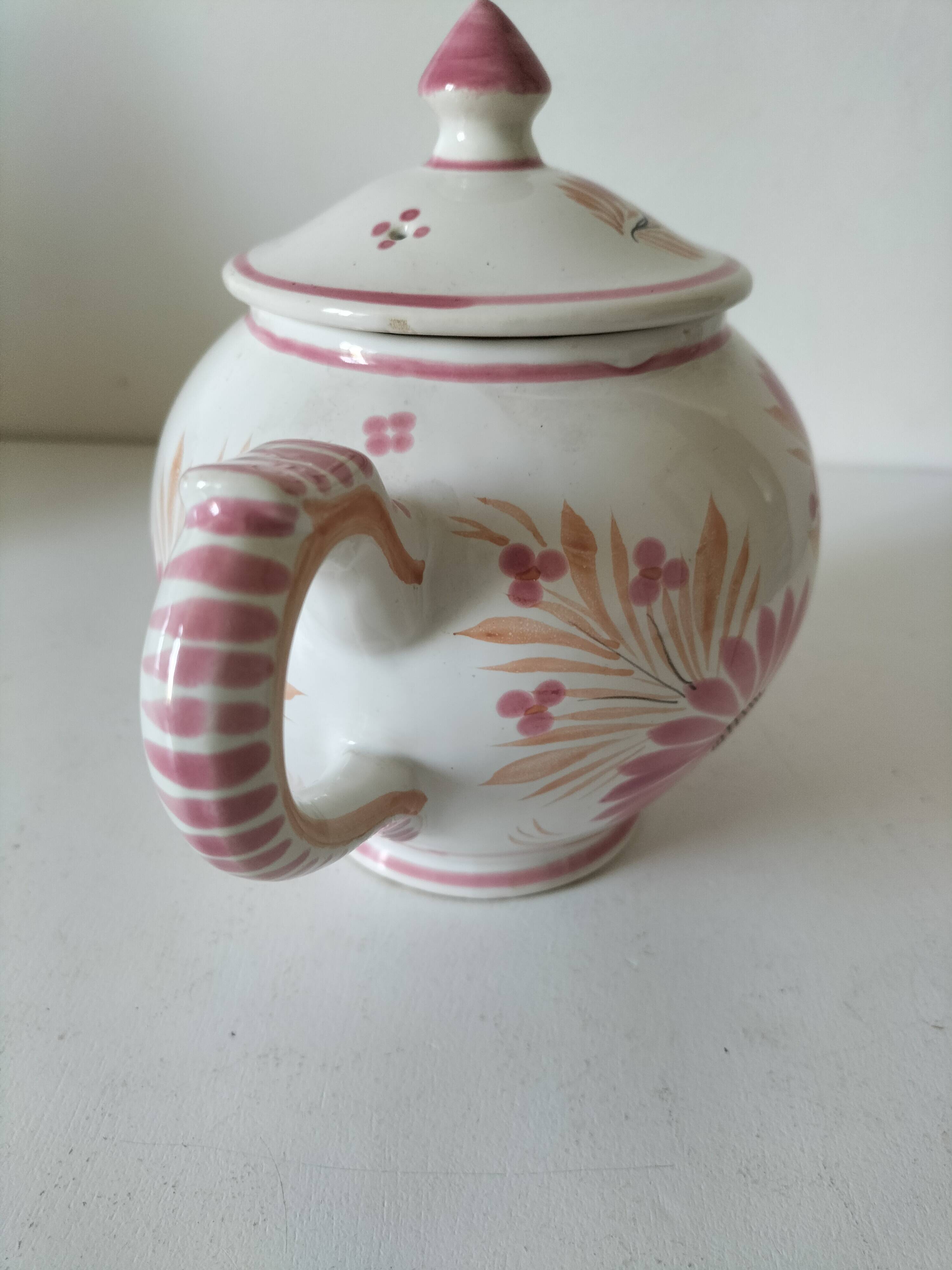 Henriot Quimper pink teapot