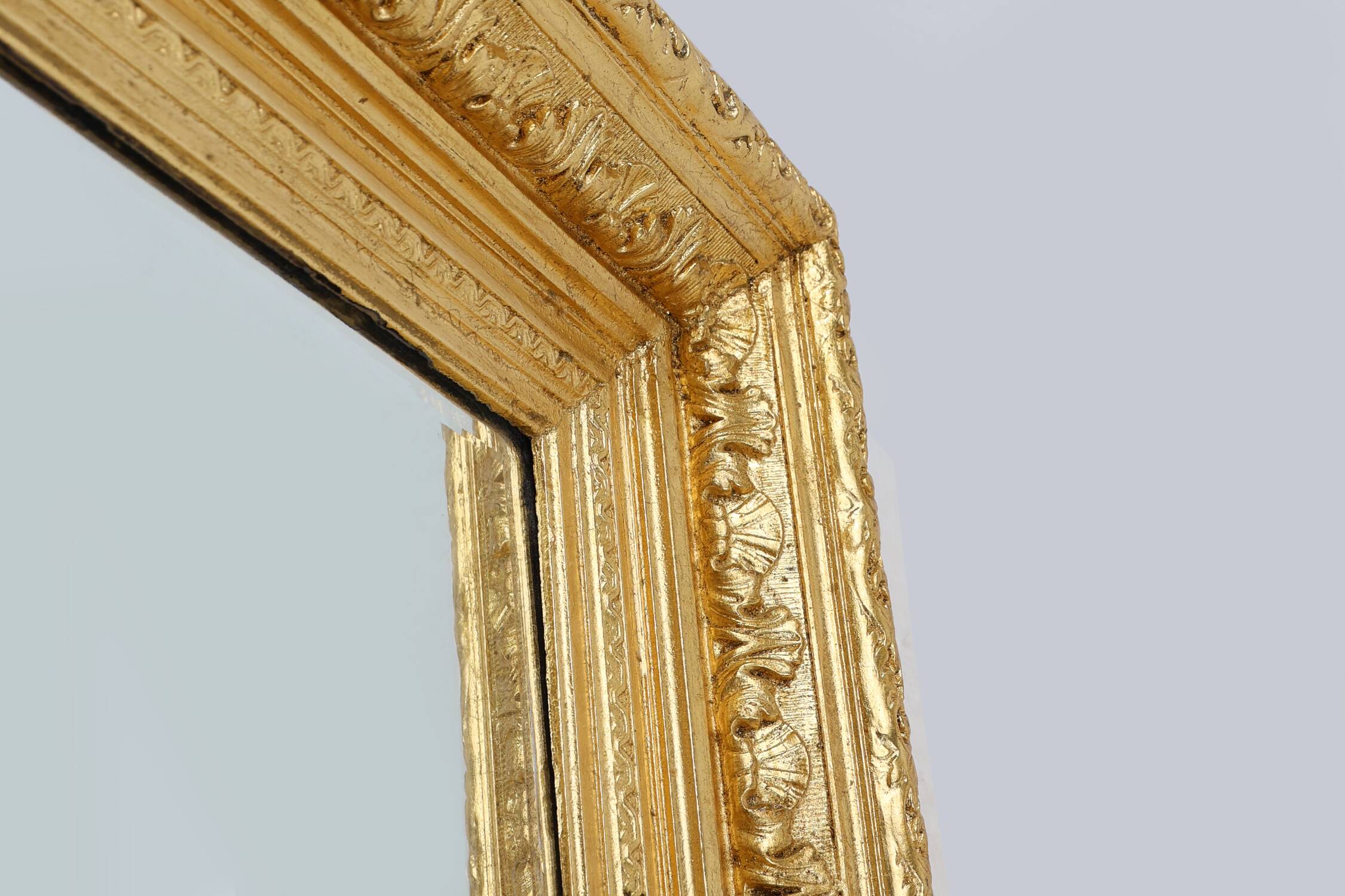 Baroque gilt facet cut wall mirror in wood, France 1850