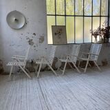4 white wooden garden chairs