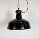 Industrial Black Enamel Factory Lamp with Cast Iron Top, 1950s