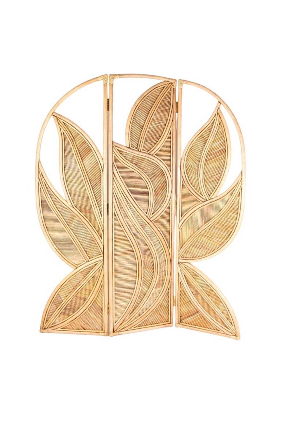 Three-panel rattan screen
