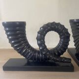 vintage sculptural bookends, ram's horns