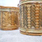 Series of 4 vintage rattan basket pot covers