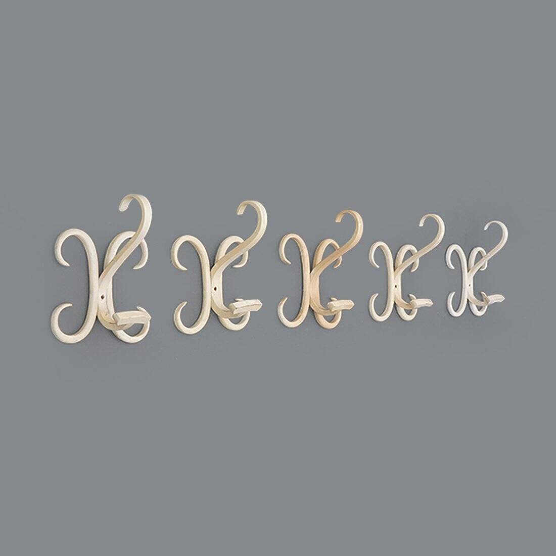 Curved white wooden coat hook, 1960s