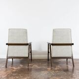 Paire de fauteuils beiges vintage 1960