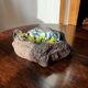 Brutalist vintage enameled volcanic lava trinket dish