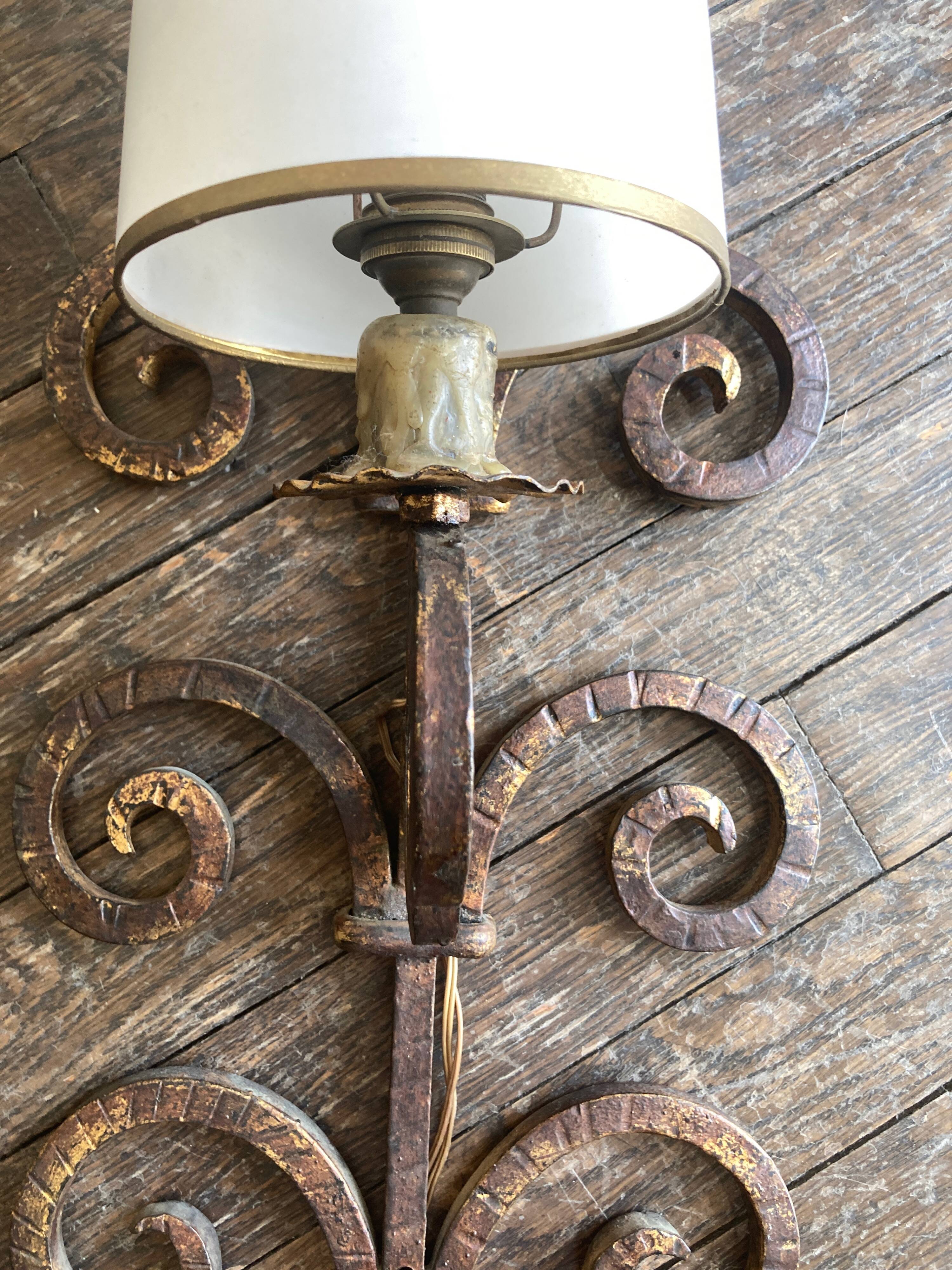 XXL wall lamp in gilded iron Italian work 1960