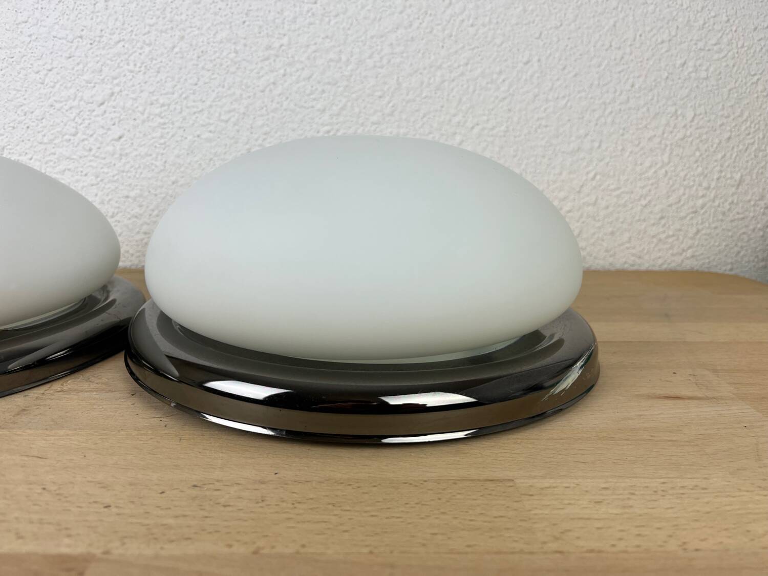 Pair of opaline and metal wall lights